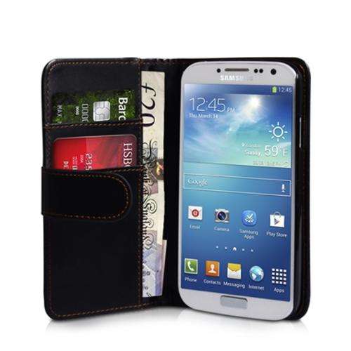 Black Flip Wallet PU Leather Case for Samsung Galaxy S4 I9500