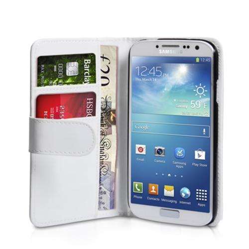 Samsung S4 i9500 White Flip Wallet Cover Case