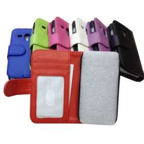 Black Samsung S3 Mini Wallet Cover Case + 2 Screen Protectors