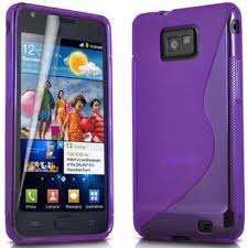 Purple Streamline Case Cover for Samsung Galaxy S2 I9100 + Screen Protector