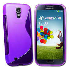 Purple S Line Wave Gel Case Cover for Samsung Galaxy S4 IV i9500 + Screen Protector