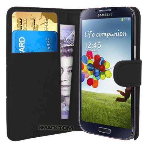 Black Flip Wallet Case Cover for Samsung Galaxy S4 IV i9500