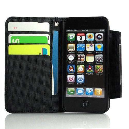 Premium Flip Wallet Stand Case for iPhone 5 and 5s - Pink