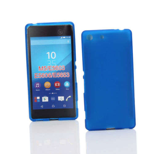 Blue Frosted TPU Gel Cover Case for Sony Xperia M5