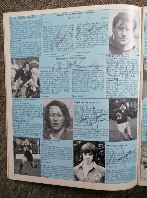 FOLLOW THE LIONS WITH PIET GREYLING AND CLIFF MORGAN RUGBY BROCHURE
