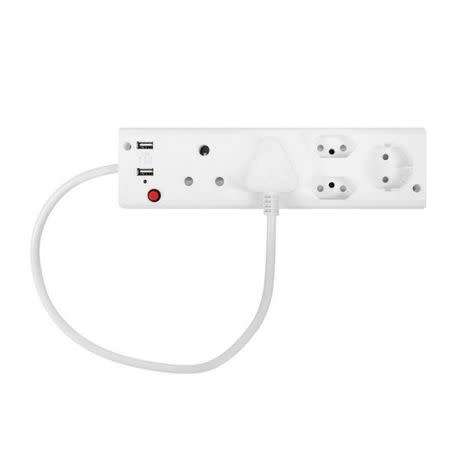 5 Way Multi - Plug with 2 USB Ports to Charge your phone,Tablet etc