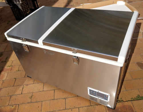 100 liter DUAL COMPARTMENT stainless steel 12V Camping Fridge and Freezer