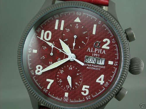 Alpha multifunction automatic watch, titanium coated stainless steel
