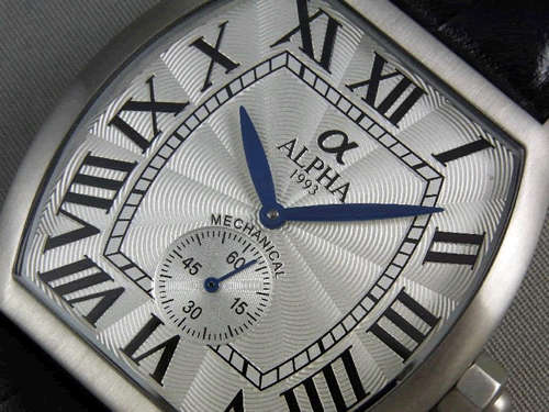 Alpha mechanical dress watch - silver dial blue hands, roman numerals