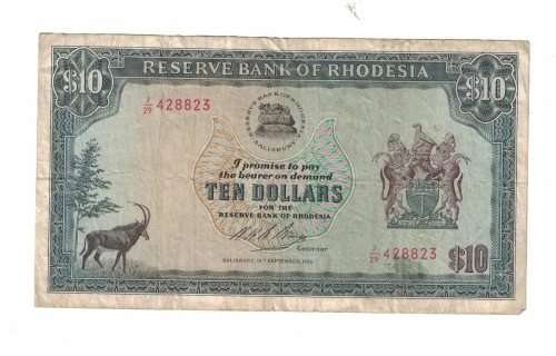 Rhodesia ten dollars banknote , Desmond Bruce