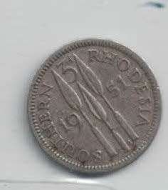 1951 Southern Rhodesia three penny