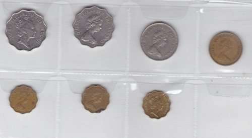 1979s and 1980s Hong Kong coins. Seven coins (7 coins).