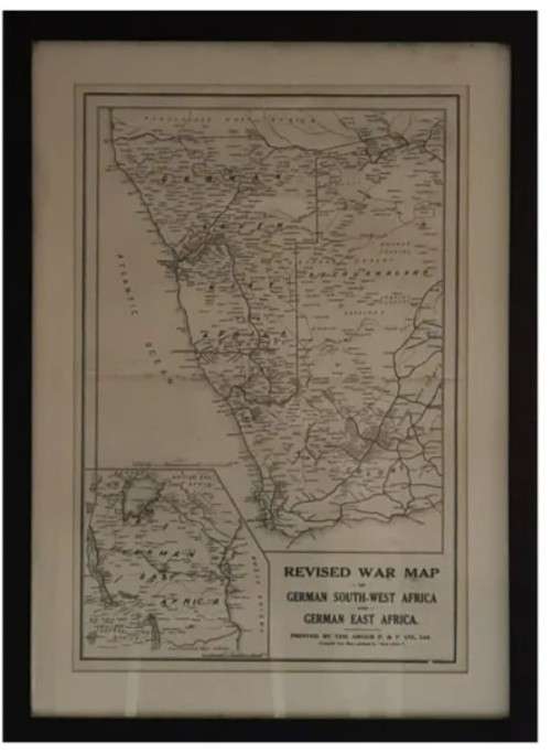 German South-West Africa and German East Africa War Map, from World War One, printed by the Argus.