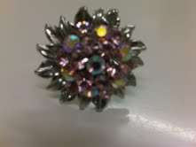 Ice pink A grade cubic Zirconia Flower ring- size M