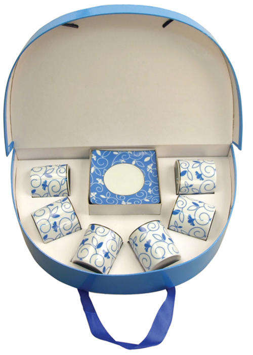 12pc espresso cup and saucer set'blue flower' designer gift box (100ml)(20.5x33cm)