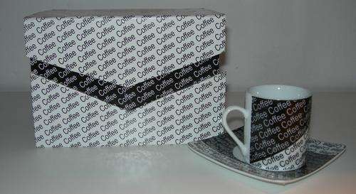 12 pc espresso cup and saucer set'coffee' with designer gift box(100ml)(11.3x16.8x12.3cm)