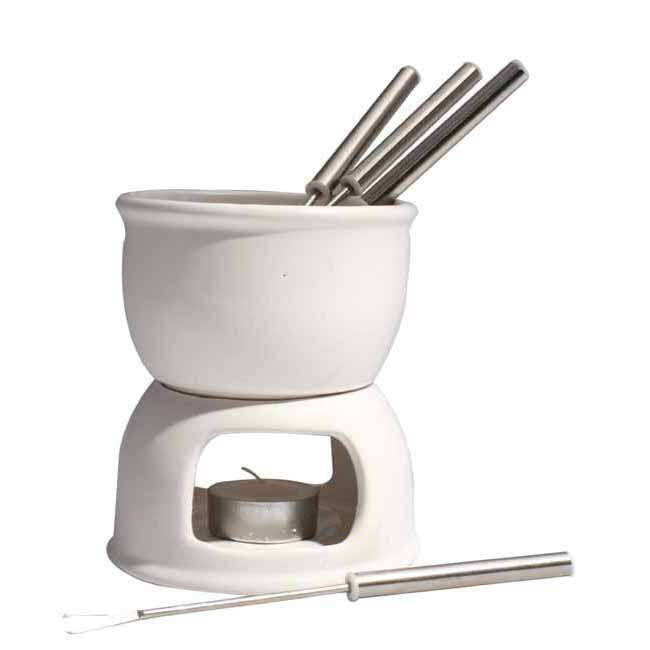 white chocolate fondue set with 4 forks (h-16cm)(t-lite not included)