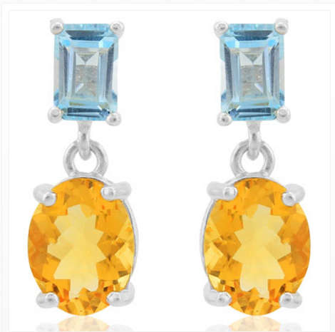 Large 3.04ct Genuine Citrine and 1.34ct Topaz Earrings (please read)