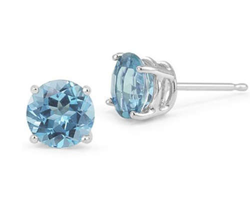 Gorgeous 2ct(!!) Blue Topaz and Platinum / Sterling Silver Earrings
