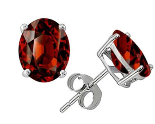 Gorgeous 2ct Genuine Dark Red Garnet and Platinum / Sterling Silver Earrings