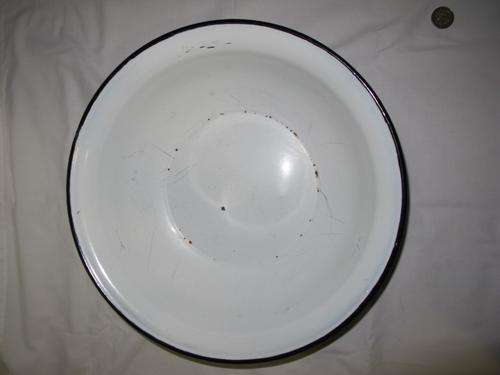 Very large White and Black Enamel Basin 365mm x 100mm