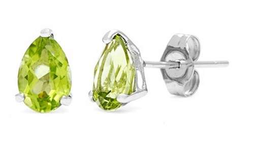 Beautiful! .89 ct 2 piece Genuine Peridot and  Platinum / Sterling Silver Earrings