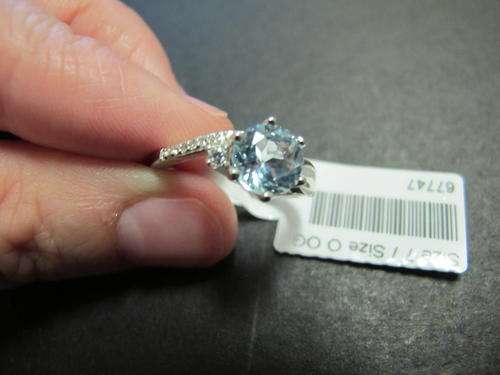 GREAT CHRISTMAS GIFT: Massive 2.1ct Genuine TOPAZ and WHITE SAPPHIRE Plat/925 Ring SIZE 7 / O