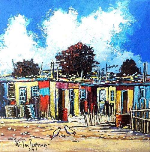 Original Painting by NIC VAN RENSBURG - Shanty Town 5 - 350 x 350
