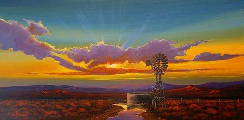 Original painting by NIC VAN RENSBURG - West Coast Sunset 3 - 1000 x 500