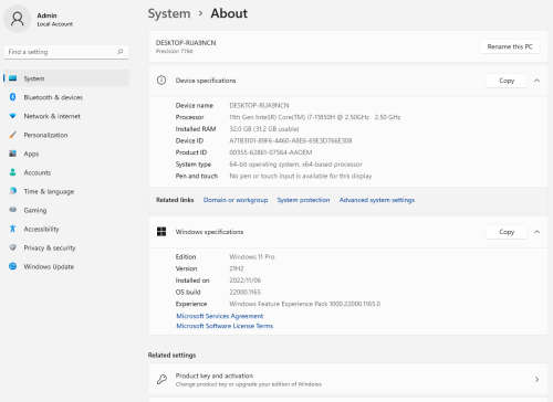 11th GEN I7, 32GB RAM, 1TB SSD, NVIDIA  RTX3000A GRAPHICS DELL 7760 WORKSTATION LAPTOP