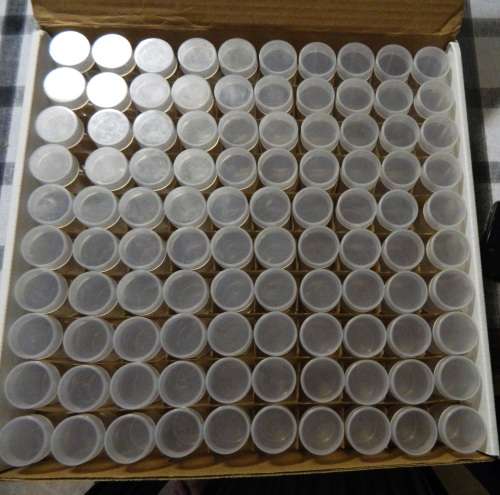 COIN HOLDERS FOR R5 COINS - ONE BID FOR THE BOX OF 100 TUBES