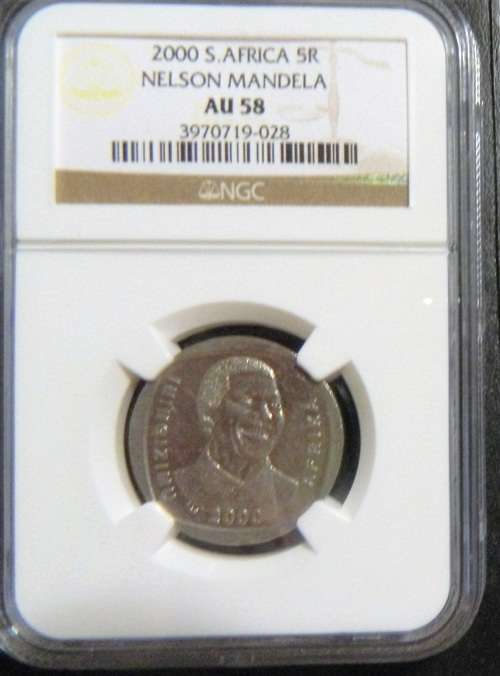 AU58 - 2000 NELSON MANDELA  R5 COIN