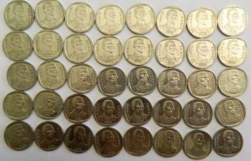 100 X 2000 NELSON MANDELA  R5 COIN - BID PER COIN