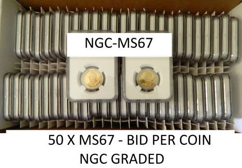 (NGC) 15 x MS67 - 2008 MANDELA 90th BIRTHDAY R5 COIN - BID PER COIN