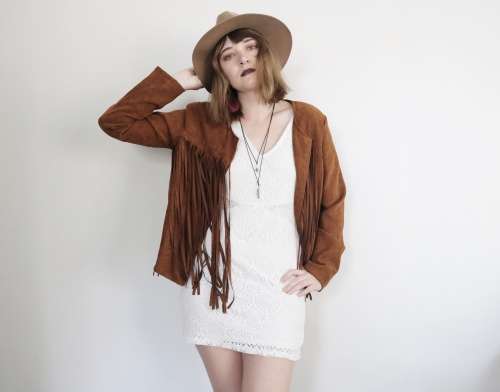 Vintage tassel jacket / fringe jacket / not leather / native american / cowboy jacket