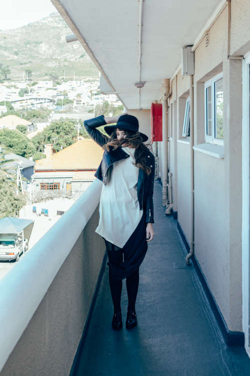 Asymmetrical black and white block dress / comfortable dress