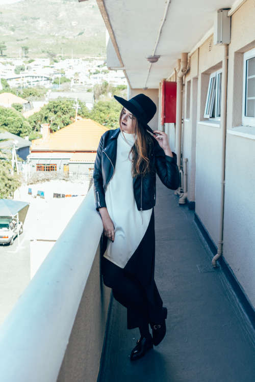 Asymmetrical black and white block dress / comfortable dress