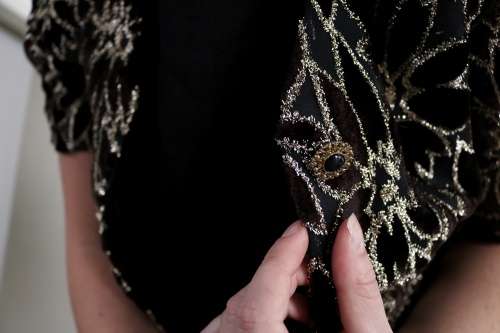 Vintage velvet jacket with silver pattern details / size medium