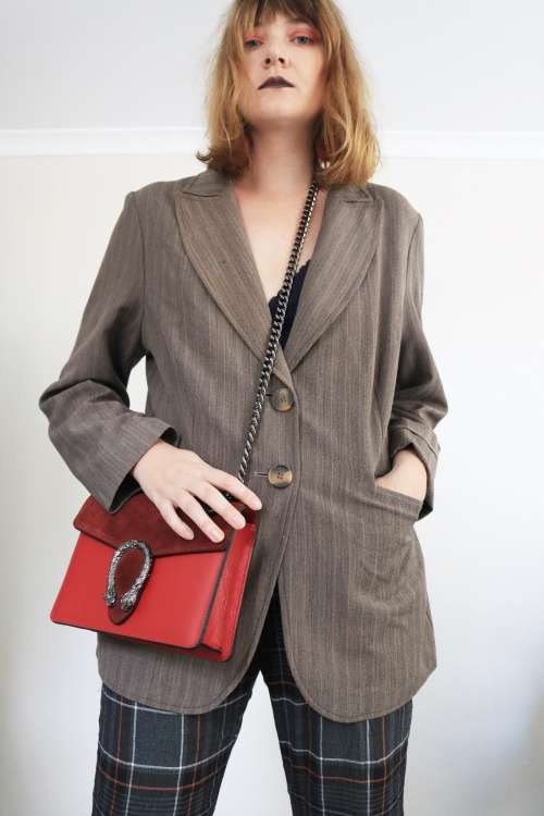 Second hand brown tweed blazer size.