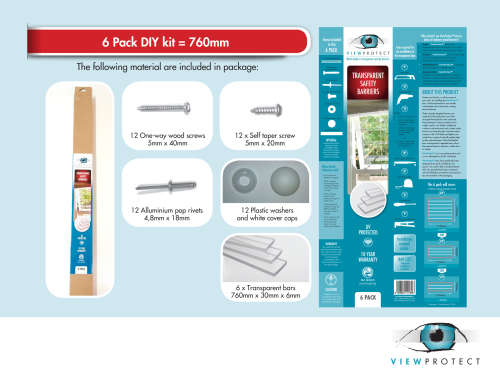 ViewProtect Clear Burglar Bars - 6 Pack 760mm - Security