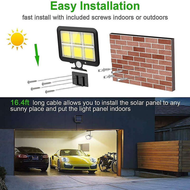 Cob Solar Light Motion Sensor 120Led Outdoor Waterproof Path Night Light