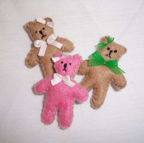 Tiny 3,5 cm felt teddy bear, brown