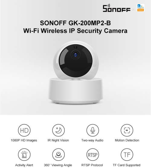 360 Degree HD 1080P SONOFF GK-200MP2-B Wifi Wireless IP Security Camera For Home