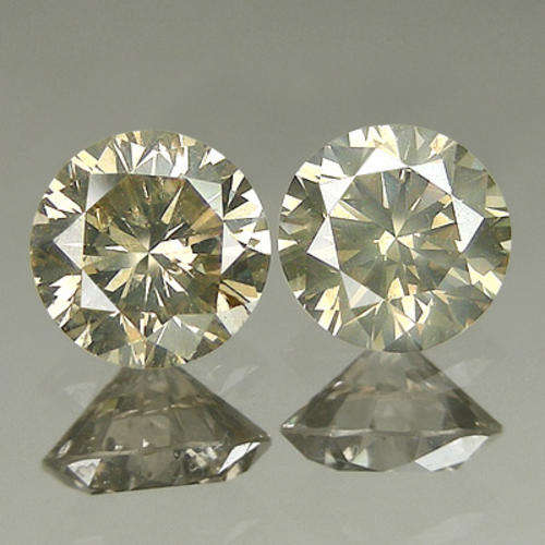 SAY CHEERS !!- MATCHING PAIR  0.69TCW LIGHT CHAMPAGNE  DIAMONDS