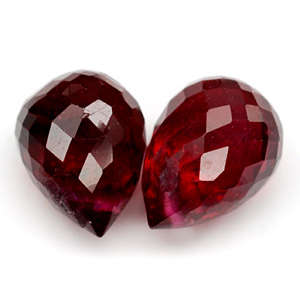 MINDBLOWING...3.30CTS...NATURAL BLOOD RED BRIOLETTE DRILLED RUBY PAIR!