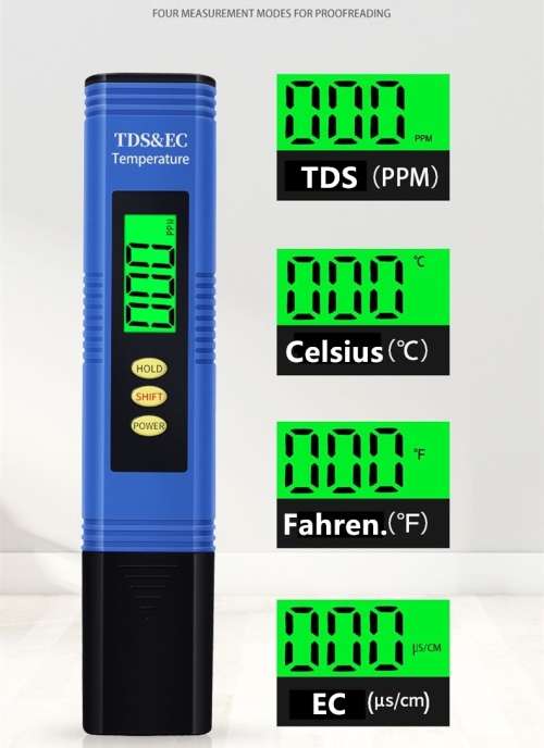 Lastest Backlight Display TDS/EC/Temp. 3-in-1 Meter with Titanium Alloy Probes