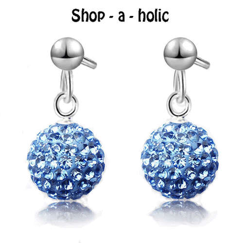 *** Shamballa Earings made with Swarovski Elements - Blue  ***