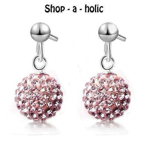 *** Shamballa Earings made with Swarovski Elements - Pink  ***
