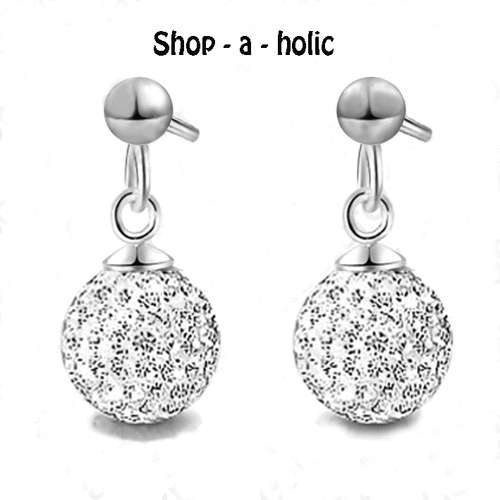 *** Shamballa Earings made with Swarovski Elements - White  ***