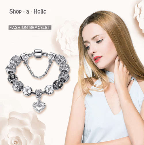 *** Stunning Crystal Heart Charm Bracelet ***